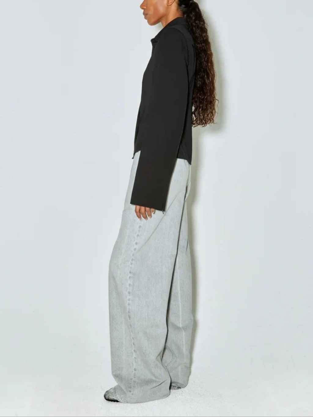 Faon Jacmin - Jean Polly - Light Grey Tall Large High Rise Pull On Wide Leg — image 3 of 8